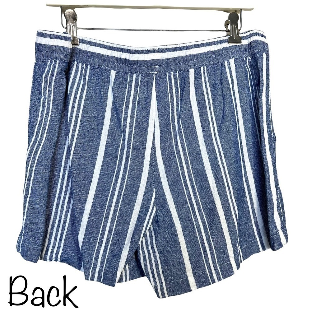 Nautica Soft Linen Pull On With Pockets Light Blue White Stripe Short Size Large - Picture 6 of 17